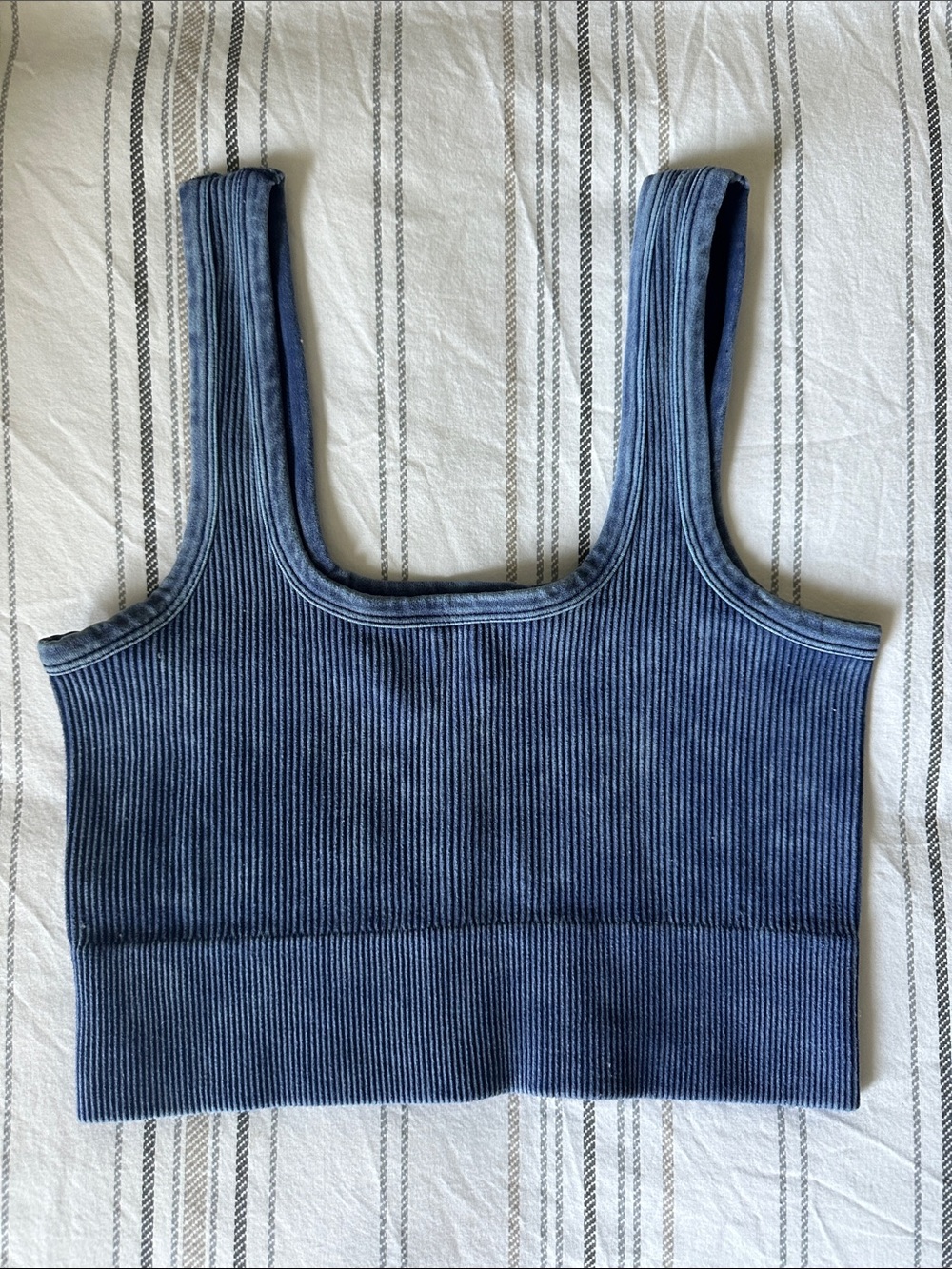 Zenana Outfitters Ribbed Navy Blue Crop Tank
